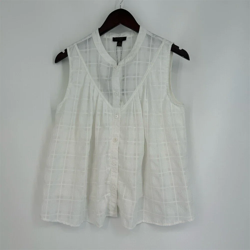 NWT Anthropologie Current Air Piper Windowpane Tank Top White Medium - Picture 5 of 9